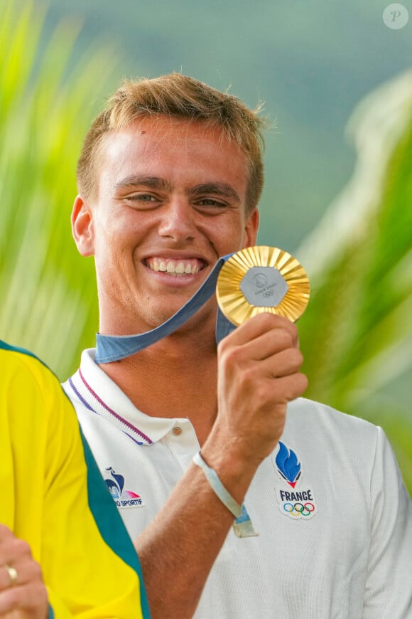 Kauli Vaast - médaille d'or - Epreuve de surf lors des Jeux Olympiques de Paris 2024 (JO) à Teahupoo, Tahiti, le 5 août 2024. © Bestimage 