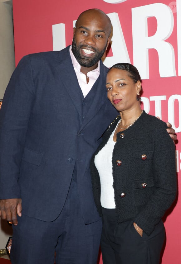 Teddy Riner avec sa femme au photocall du "concerto pour la paix" de Omar Harfouch au Théâtre des Champs-Elysées à Paris le 18 septembre 2024. © Coadic Guirec / Bestimage 