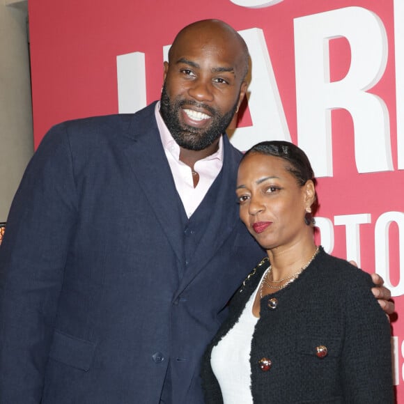 Teddy Riner avec sa femme au photocall du "concerto pour la paix" de Omar Harfouch au Théâtre des Champs-Elysées à Paris le 18 septembre 2024. © Coadic Guirec / Bestimage 