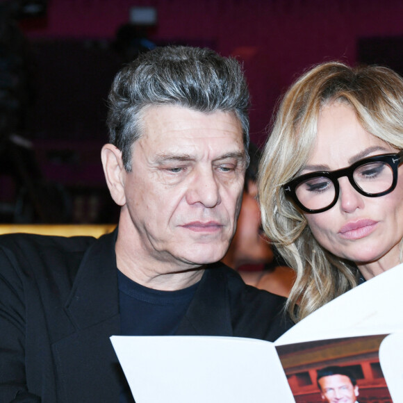 Marc Lavoine et sa compagne Adriana Karembeu au "concerto pour la paix" de Omar Harfouch au théâtre des Champs-Elysées à Paris le 18 septembre 2024. © Rachid Bellak / Bestimage 