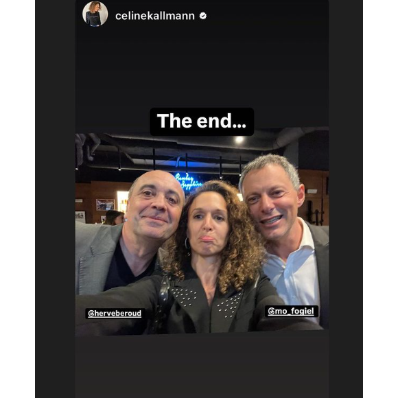Et une autre où elle a le visage triste avec le commentaire : "The end..." 
Marc-Olivier Fogiel et Hervé Beroud quitte BFMTV et ont organisé une fête d'adieux. Instagram