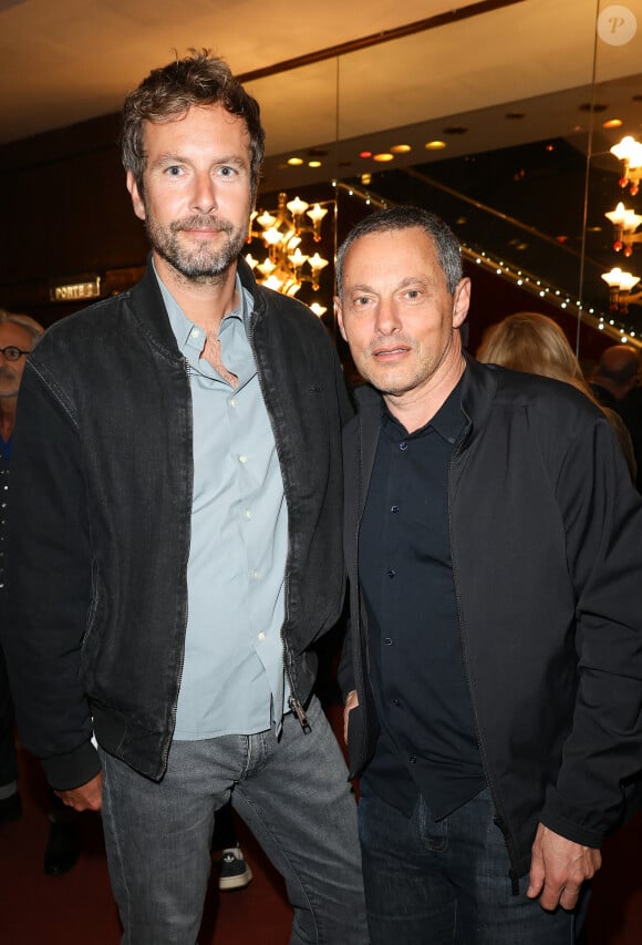 Marc-Olivier Fogiel et son mari François Roelants - Dave célèbre son 80ème anniversaire sur la scène de Grand Rex à Paris le 21 mai 2024. © Coadic Guirec/Bestimage