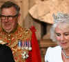 Buckingham Palace avait annoncé dans la foulée que le roi se portait bien et qu'il suivait un traitement de chimiothérapie. 
Le roi Charles III d'Angleterre et la reine consort Camilla Parker Bowles lors de l'ouverture officielle du parlement britannique au palais de Westminster à Londres. Le 17 juillet 2024 © Eddie Mulholland / WPA Pool / Bestimage