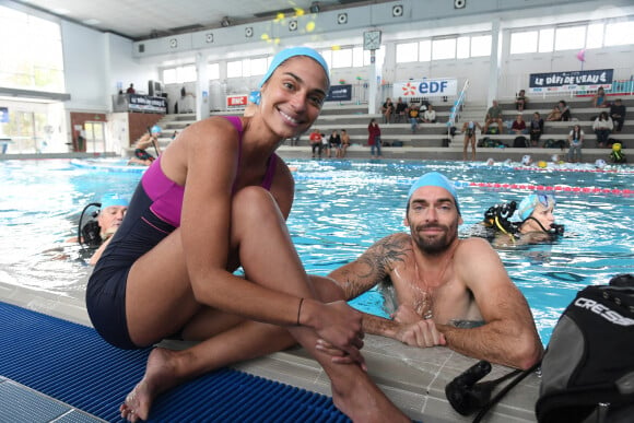 Tatiana Silva et Camille Lacourt participent au Défi de l’Eau au profit de l’Unicef à la Piscine de Vanves le 15 octobre 2022. © Giancarlo Gorassini / Bestimage