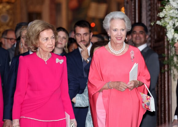 Mariage de la princesse Theodora de Grèce et Matthew Kumar en la cathédrale de l'Annonciation à Athènes le 28 septembre 2024 La reine Sofia et la princesse Benedicta de Danemark quittent la cathédrale de l'Annonciation de Sainte-Marie où elles ont assisté au mariage de Théodora de Grèce et de Matthew Kumar, le 28 septembre 2024, à Athènes (Grèce). MARIAGE José Ruiz / Europa Press 28/09/2024