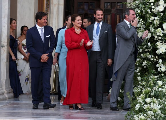 Mariage de la princesse Theodora de Grèce et Matthew Kumar en la cathédrale de l'Annonciation à Athènes le 28 septembre 2024 Philippe de Grèce, Nina Flohr, Nicolas de Grèce, Charles Morales et Alexia de Grèce quittent la cathédrale de l'Annonciation Sainte-Marie où ils ont assisté au mariage entre Théodora de Grèce et Matthew Kumar, le 28 septembre 2024, à Athènes, en Grèce. MARIAGE José Ruiz / Europa Press 28/09/2024