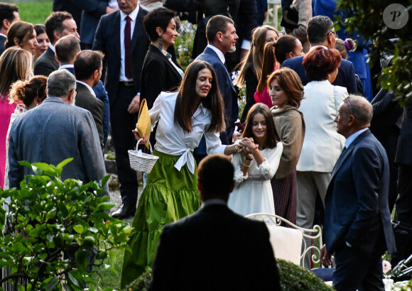 28/9/2024, mariage de Luigi Buffon et Ilaria D'Amico à la Villa Oliva, les célébrations, au premier plan Francesca Fogar.