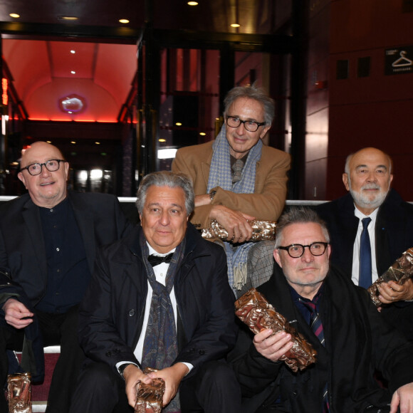 César d'anniversaire pour le Splendide - Marie Anne Chazel, Michel Blanc, Christian Clavier, Thierry Lhermitte, Gérard Jugnot, Josiane Balasko, Bruno Moynot lors de la pressroom (press room) remise des prix lors de la 46ème cérémonie des César à l'Olympia à Paris le 12 mars 2021 © Pascal le Segretain / Pool / Bestimage 