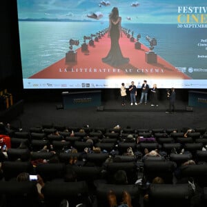 Lucas Bernard, Eye Haïdara et Pio Marmaï lors de la 6ème édition du festival Cinéroman à Nice le 4 octobre 2024.