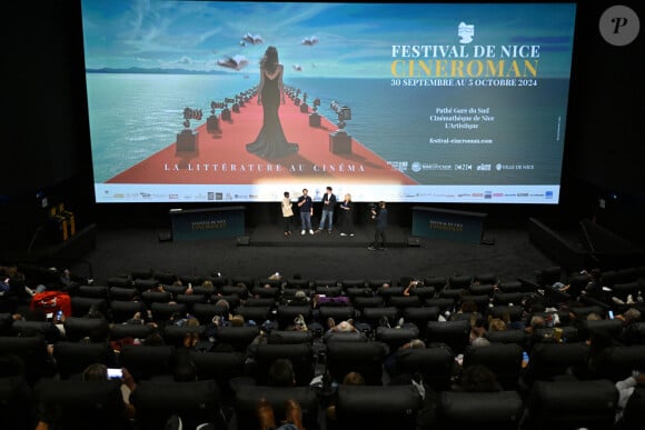 Lucas Bernard, Eye Haïdara et Pio Marmaï lors de la 6ème édition du festival Cinéroman à Nice le 4 octobre 2024.