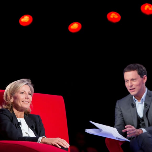 Exclusif - Enregistrement de l'émission "Le Divan" présentée par Marc-Olivier Fogiel avec Claire Chazal en invitée, le 23 mai 2015. Elle sera diffusée le 23 juin 2015, sur France 3. 