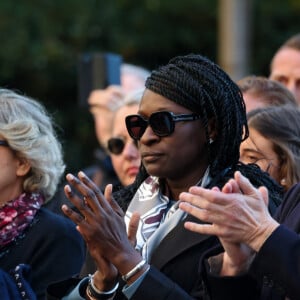 Ramatoulaye Diop, la compagne du défunt, Jean-Paul Rouve - Sortie des Obsèques de Michel Blanc en l'église Saint-Eustache à Paris, le 10 octobre 2024. © Moreau / Jacovides / Bestimage