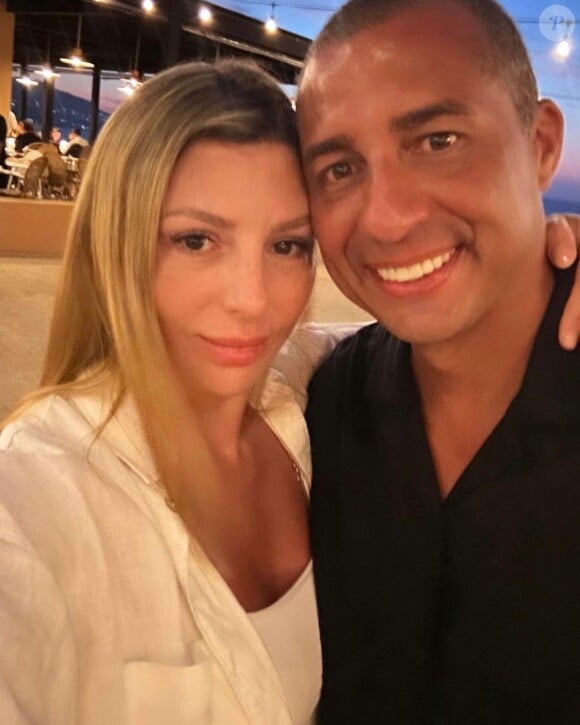 David Trézeguet avec son fils et sa nouvelle compagne.