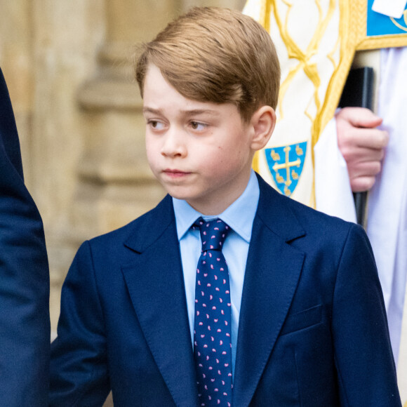 Le prince George de Cambridge lors du service d'action de grâce en hommage au prince Philip, duc d'Edimbourg, à l'abbaye de Westminster à Londres, Royaume Uni, le 29 mars 2022. Le prince Philip, duc d'Edimbourg, est décédé le 9 avril 2021. 