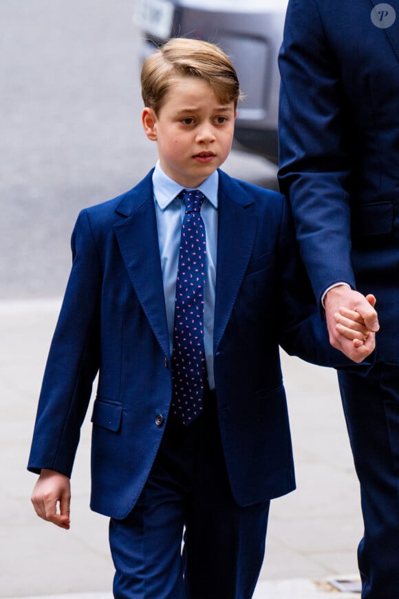 Le prince George de Cambridge lors du service d'action de grâce en hommage au prince Philip, duc d'Edimbourg, à l'abbaye de Westminster à Londres, Royaume Uni, le 29 mars 2022. Le prince Philip, duc d'Edimbourg, est décédé le 9 avril 2021. 