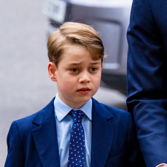 Le prince George de Cambridge lors du service d'action de grâce en hommage au prince Philip, duc d'Edimbourg, à l'abbaye de Westminster à Londres, Royaume Uni, le 29 mars 2022. Le prince Philip, duc d'Edimbourg, est décédé le 9 avril 2021. 