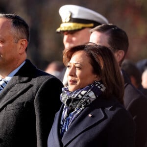 Kamala Harris et son mari Douglas Emhoff lors de la cérémonie d'accueil du président français Emmanuel Macron et de la première dame Brigitte Macron à la Maison Blanche à Washington, DC, États-Unis, le 1er décembre 2022. Photo par Dominique Jacquovides/Pool/ABACAPRESS.COM