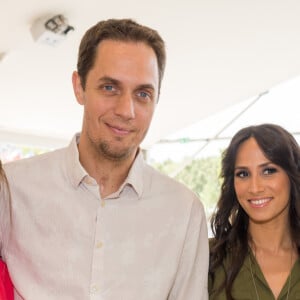 Exclusif - Grand Corps malade (Fabien Marsaud) et sa femme Julia avec Tony Parker et sa femme Axelle Francine - People lors du Longines Paris Eiffel Jumping au Champ-de-Mars à Paris, le 5 juillet 2015. 