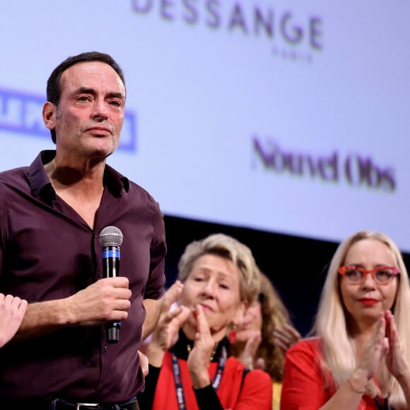 Irène Jacob, Anthony Delon - Pour la séance de clôture de la 16ème édition du Festival Lumière de Lyon, un hommage tout particulier a été rendu à l'acteur Alain Delon en projetant "Plein Soleil" de René Clément. Pour l'occasion Vincent Lindon a prononcé un discours en présence de Anthony Delon, qui, sous le coup de l'émotion, a fondu en larmes pendant l'évocation de son père. C'est la première fois, depuis sa disparition, qu'un hommage était rendu en public à Alain Delon, au Halle Tony Garnier, à Lyon, France, le 20 octobre 2024. © Dominique Jacovides/Bestimage 