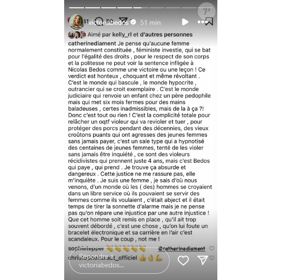 Victoria Bedos a repartagé des stories de personnes prenant la défense de Nicolas Bedos