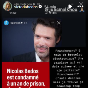 Pointant le scandale d'une telle sévérité pour "un bisou dans le cou" et des mains baladeuses en boîte de nuit
Victoria Bedos a repartagé des stories de personnes prenant la défense de Nicolas Bedos