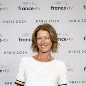 Carole Gaessler lors de la présentation des journalistes et chroniqueurs de France Télévisions pour les Jeux Olympiques 2024 au musée de l'Homme à Paris, le 11 juin 2024. © Pierre Perusseau / Bestimage 