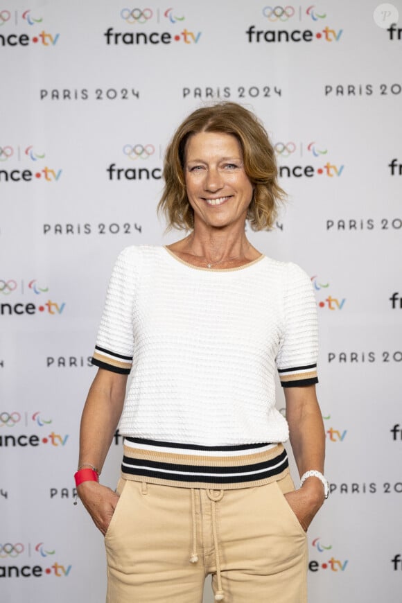 Carole Gaessler lors de la présentation des journalistes et chroniqueurs de France Télévisions pour les Jeux Olympiques 2024 au musée de l'Homme à Paris, le 11 juin 2024. © Pierre Perusseau / Bestimage 