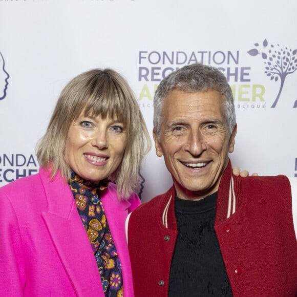 Nagui et sa femme Mélanie Page au photocall du concert du gala des 20 ans de la fondation Recherche Alzheimer "2 générations chantent pour la 3ème" à l'Olympia à Paris le 18 mars 2024. © Cyril Moreau / Bestimage