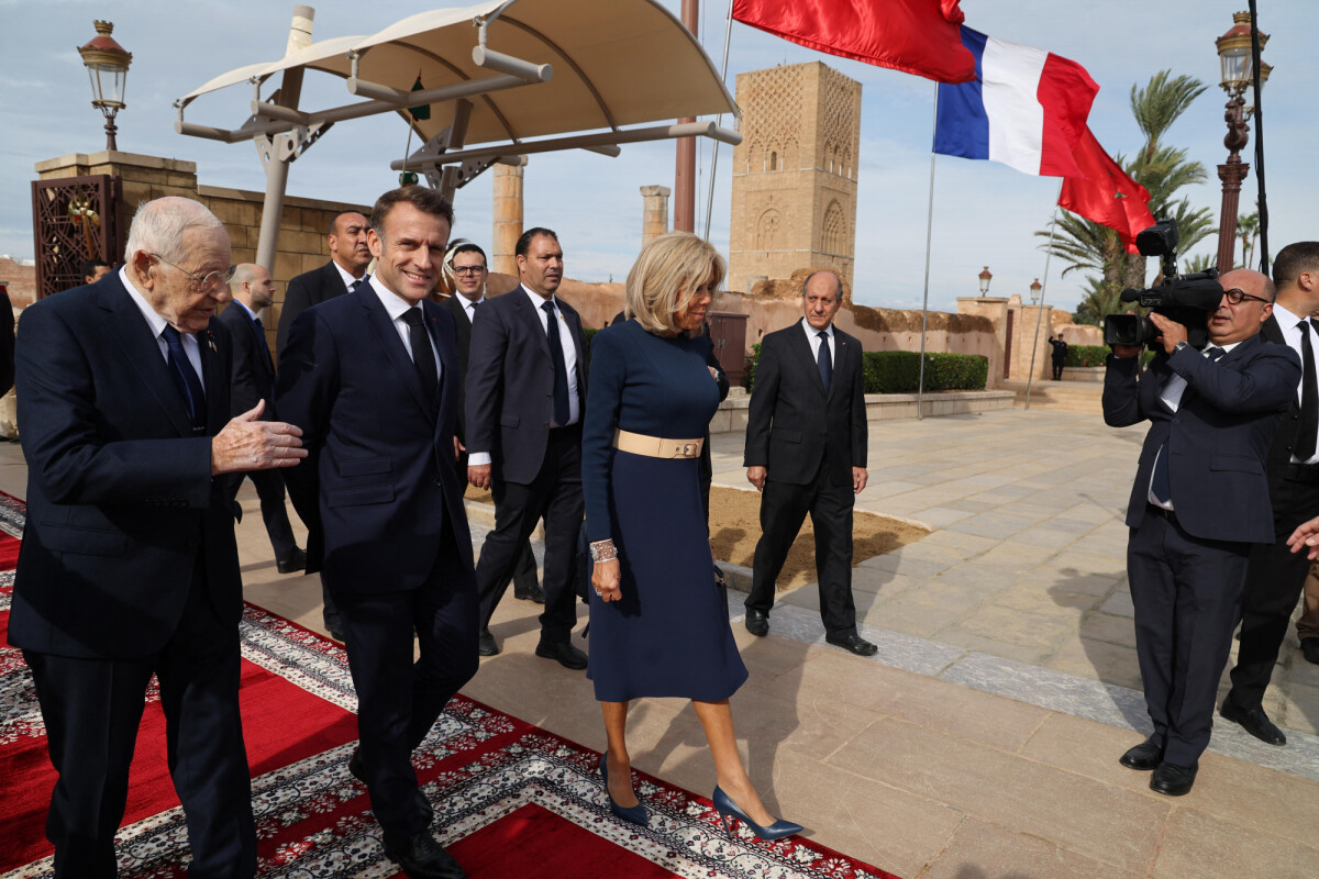 Photo : Le Président de la République, Emmanuel Macron et la première ...