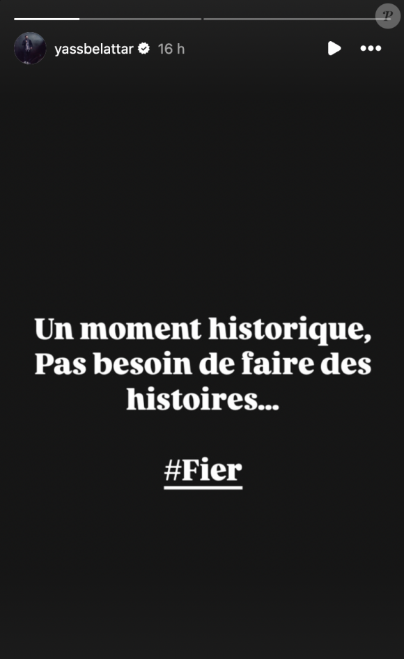 Yassine Belattar a répondu sur Instagram. "Un moment historique, pas besoin d'en faire d'histoires", écrit-il avant d'ajouter le mot "fier"
 