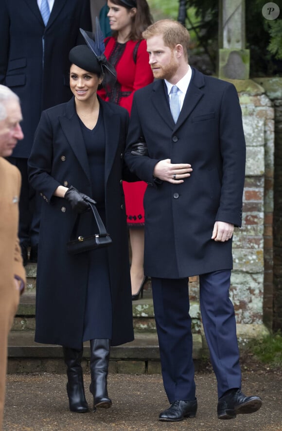 Le prince Harry, duc de Sussex, Meghan Markle, duchesse de Sussex - La famille royale assiste à la messe de Noël à Sandringham le 25 décembre 2018. 