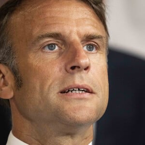 Emmanuel Macron - Célébrités assistent à la victoire de Teddy Riner sacré champion Olympique aux épreuves de judo +100KG lors des Jeux Olympiques de Paris 2024 (JO) au Arena Champs de Mars à Paris le 2 aout 2024. © Perusseau-Jacovides/Bestimage