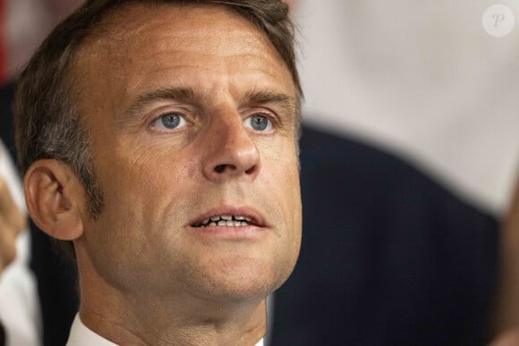 Emmanuel Macron - Célébrités assistent à la victoire de Teddy Riner sacré champion Olympique aux épreuves de judo +100KG lors des Jeux Olympiques de Paris 2024 (JO) au Arena Champs de Mars à Paris le 2 aout 2024. © Perusseau-Jacovides/Bestimage