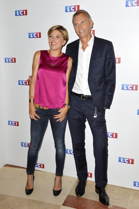 Bénédicte Le Chatelier et Christophe Jakubyszyn lors du photocall de la conférence de rentrée de la chaine LCI à Boulogne Billancourt le 30 août 2017. © Coadic Guirec / Bestimage