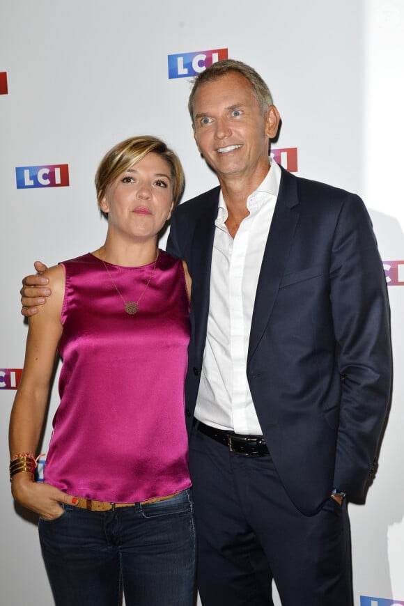 Bénédicte Le Chatelier et Christophe Jakubyszyn lors du photocall de la conférence de rentrée de la chaine LCI à Boulogne Billancourt le 30 août 2017. © Coadic Guirec / Bestimage