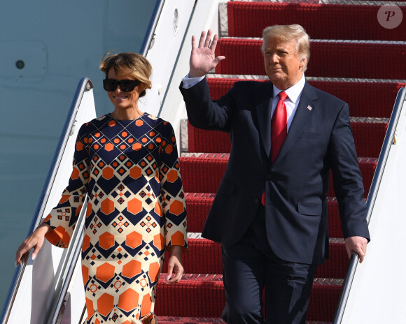 Donald Trump et sa femme Melania - La famille Trump débarque de Air Force One à l'aéroport international de Palm Beach le 20 janvier 2021.