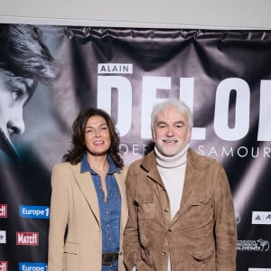 Exclusif - Pascal Praud et sa compagne Catherine Bancarel au photocall de la soirée Ciné-concert symphonique "Alain Delon, le dernier Samouraï" au Palais des congrès à Paris le 8 novembre 2024 le jour de son anniversaire. © Jacovides / Moreau / Bestimage 