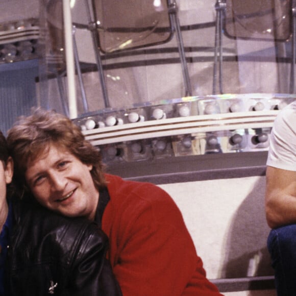 Archives - No Web - En France, à Paris, Patrick SEBASTIEN et son fils Sébastien BOUTOT, 17 ans, lors d'un enregistrement de l'émission FARANDOLE. Décembre 1987 © Alain Canu via Bestimage  