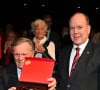 Il fait notamment référence aux révélations faites par Claude Palmero, l'ex-administrateur des biens du palais princier
Louis Biancheri, devenu président d'honneur de l'ASM, et le prince Albert II de Monaco lors de la Remise des prix de l'ASM Omnisports (Association Sportive de Monaco) à l'auditorium Rainier III à Monaco, le 13 novembre 2024. Cette soirée était placée sous le centenaire de l'ASM. Le prince Albert II de Monaco a honoré l'ancien président Louis Biancheri en le faisant président d'honneur et a accueilli le nouveau président M. Roland Biancheri. L'association regroupe 24 sections, la dernière étant la section Padel. © Bruno Bebert/Bestimage