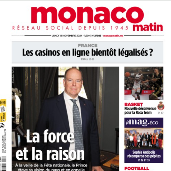 Une de "Monaco Matin" du lundi 18 novembre 2024