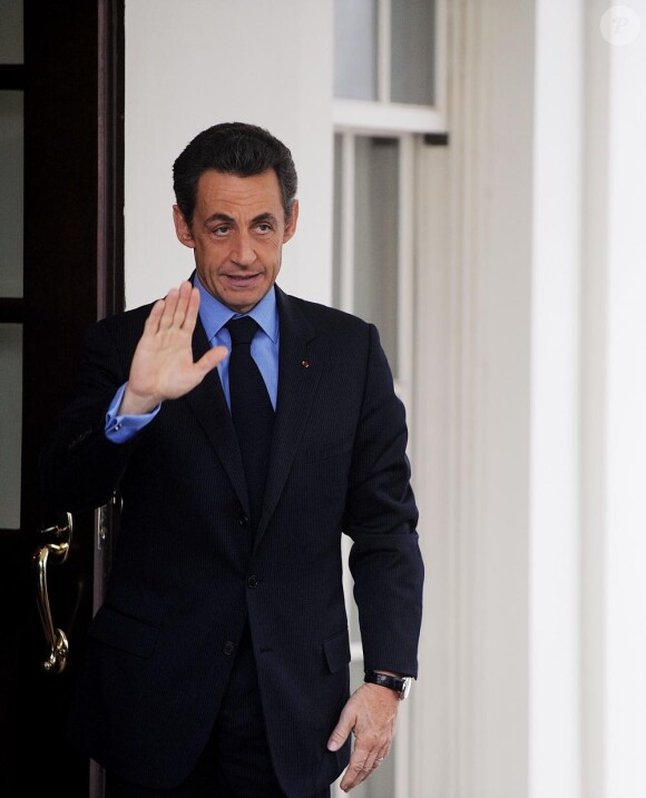 Nicolas Sarkozy à son arrivée à la maison blanche