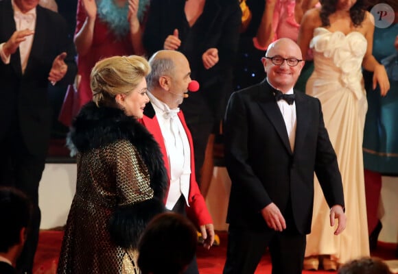 Catherine Deneuve, Gerard Jugnot et Michel Blanc - Exclusif - Gala de l'Union Des Artistes sous la presidence de Catherine Deneuve et Michel Blanc au Cirque Alexis Gruss a Paris le 12 Novembre 2012 