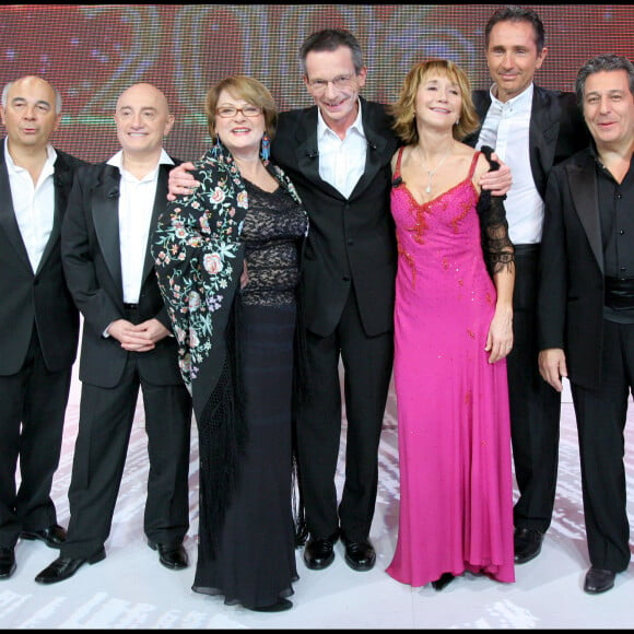 Archives - l'Equipe du film 'Les bronzés 3: Patrice Leconte, Michel Blanc, Josiane Balasko, Marie-Anne Chazel, Gérard Jugnot et Christian Clavier. Enregistrement de l'émission 'Vivement Dimanche' consacrée à l'équipe des Bronzés 3.  © Guillaume Gaffiot / Bestimage