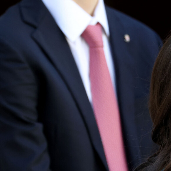 Charlotte Casiraghi, Raphaël Elmaleh dans la cour du palais princier le jour de la fête nationale de Monaco le 19 novembre 2024. © Jean-Charles Vinaj / Pool Monaco / Bestimage 