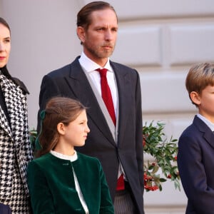 Andrea Casiraghi, Tatiana Santo Domingo, India, Maximilien, sacha Casiraghi dans la cour du palais princier le jour de la fête nationale de Monaco le 19 novembre 2024. © Jean-Charles Vinaj / Pool Monaco / Bestimage 