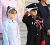 Le jeune Jacques, 9 ans, est déjà très au courant du rôle qui l'attend
La princesse Gabriella, le prince héritier Jacques dans la cour du palais princier le jour de la fête nationale de Monaco. © Jean-Charles Vinaj / Pool Monaco / Bestimage 