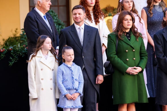 Gareth wittstock, Camille Gottlieb dans la cour du palais princier le jour de la fête nationale de Monaco le 19 novembre 2024. © Jean-Charles Vinaj / Pool Monaco / Bestimage 