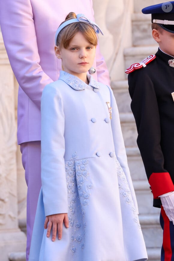 la princesse Gabriella dans la cour du palais princier le jour de la fête nationale de Monaco le 19 novembre 2024. © Jean-Charles Vinaj / Pool Monaco / Bestimage 