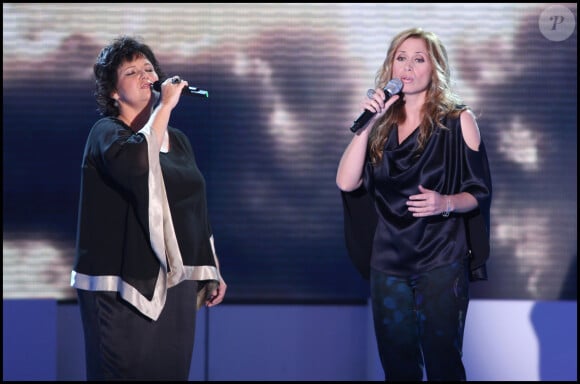 Exclusif - Maurane et Lara Fabian lors de l'émission "Chansons d'Amour pour plus de vie" en direct sur France 3 le 5 octobre 2009 © Guillaume Gaffiot / Bestimage