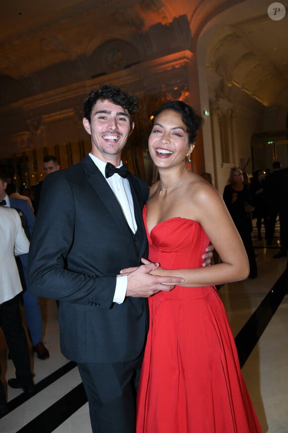 Vaimalama Chaves (Miss France 2019) et son fiancé Nicolas Fleury - Soirée du 10ème anniversaire de l'hôtel Peninsula à Paris le 28 novembre 2024. © Rachid Bellak/Bestimage